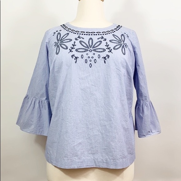 Talbots Tops - Talbots blue/white striped pop over shirt size 1XP